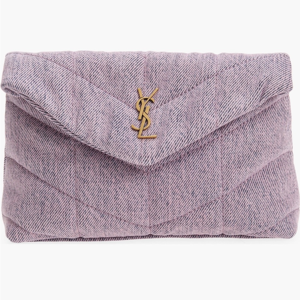 Yves Saint Laurent Denim Quilted Clutch